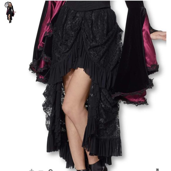 Spirit Dresses & Skirts - Steampunk Black Lace Victorian Gothic Long Maxi Skirt M/L